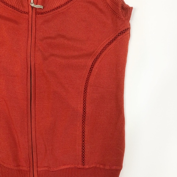 Cache Deep orange tank w/zip up sweater sz Med - Picture 3 of 8